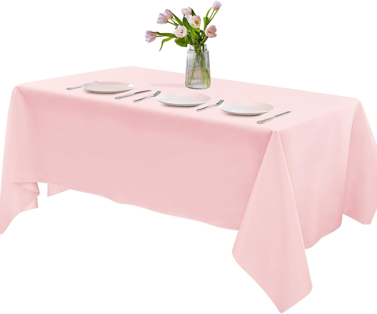 MICORAL 1 Pack Satin Tablecloth 58x102 Inches Rectangle - Soft Wrinkle Resistant Fabric for Wedding, Banquet, Valentine's Days, Party Decoration - Easy Care Machine Washable, Pink