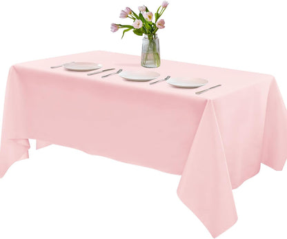 MICORAL 1 Pack Satin Tablecloth 58x102 Inches Rectangle - Soft Wrinkle Resistant Fabric for Wedding, Banquet, Valentine's Days, Party Decoration - Easy Care Machine Washable, Pink