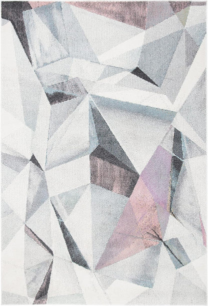Porcello Collection Area Rug - 5'3" x 7'6", Ivory & Pink, Modern Abstract Design, Non-Shedding & Easy Care, Ideal for High Traffic Areas in Living Room, Bedroom (PRL6940A)