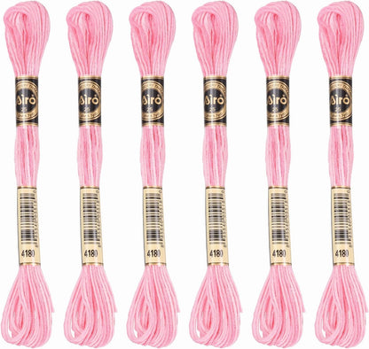 6 Skeins Embroidery Floss, Polyester Embroidery Threads Bracelets String for Cross-Stitch Hand Embroidery, Light Pink
