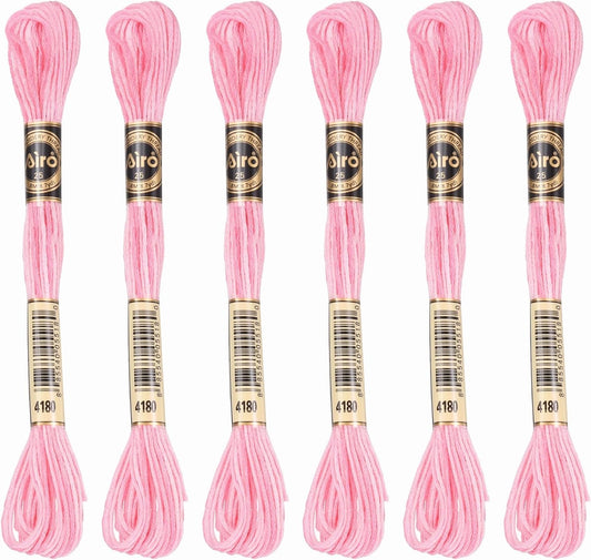 6 Skeins Embroidery Floss, Polyester Embroidery Threads Bracelets String for Cross-Stitch Hand Embroidery, Light Pink