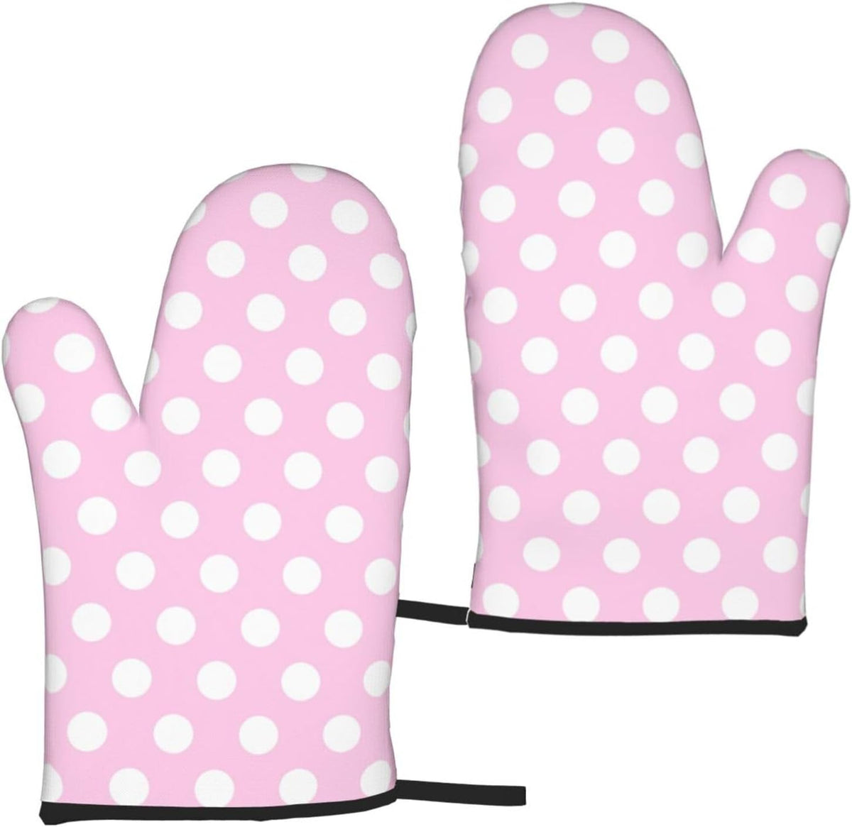 Light Pink Polka Dot Print B Oven Mitts for Women, Cute Kitchen aid Oven Mitts Heat Resistant with Cotton Lining