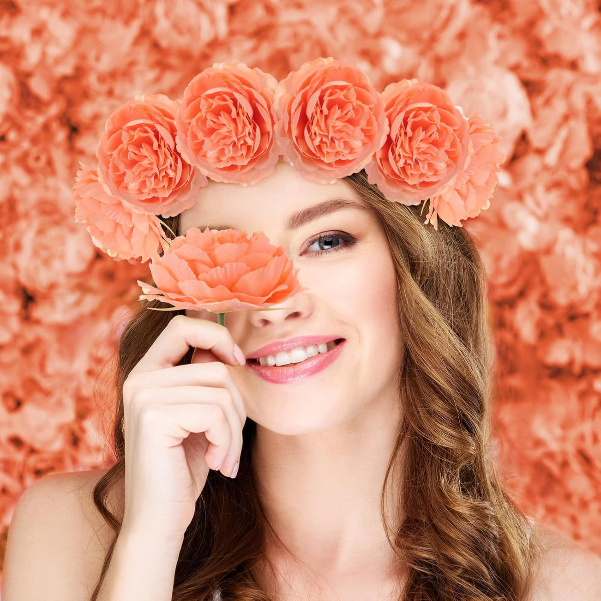 Thiccywoov 100 Pcs Long Stem Artificial Fake Roses Flowers, Peach