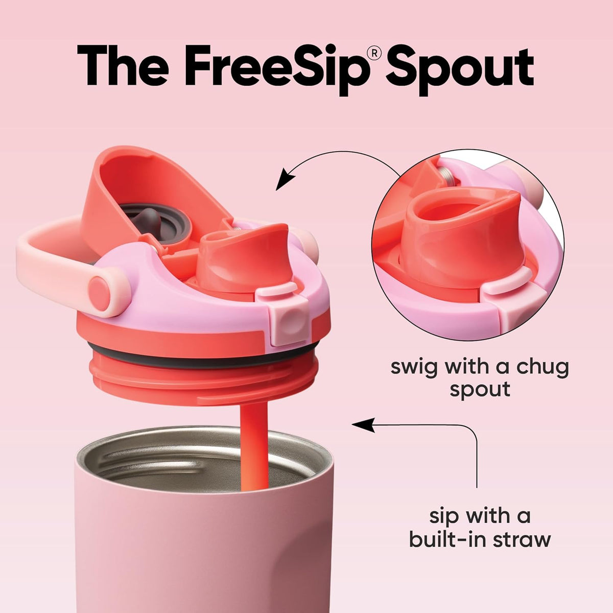 FreeSip Sway Stainless Steel Water Bottle 30 oz Angel Food Cake