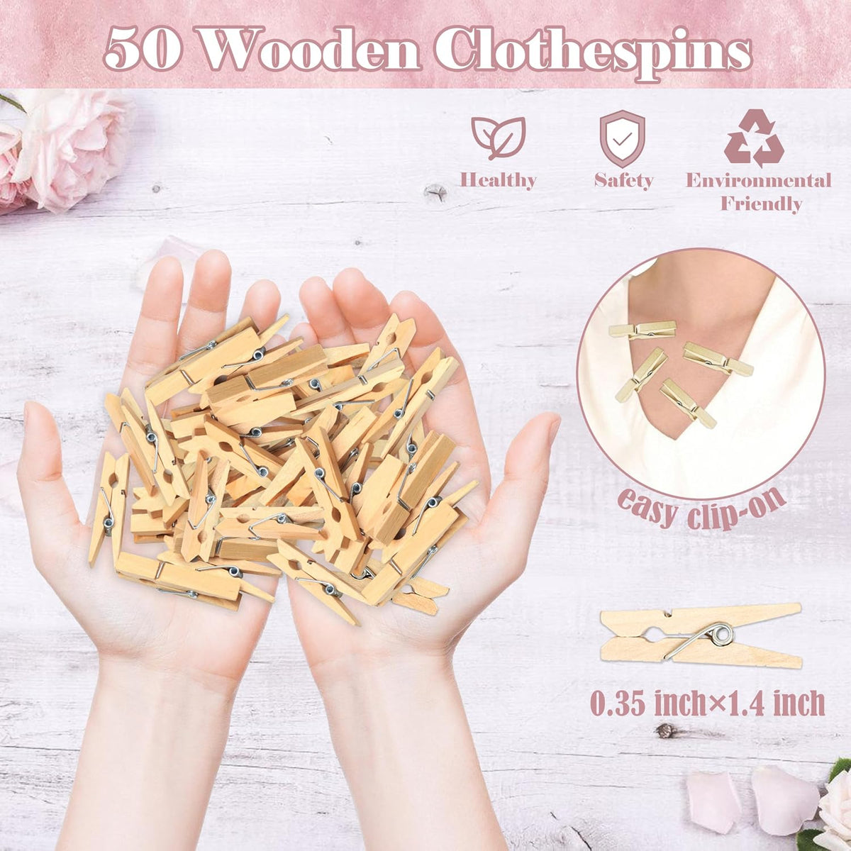 Peach Don't Say Baby Clothespin Game, Pack of 1 Wooden Tabletop Sign with Stand and 50 Mini Natural Clothespins, Sweet Peach Baby Shower Game, Gender Reveal Party Decorations - QX15