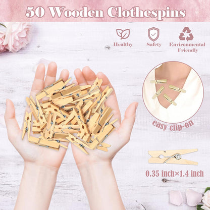 Peach Don't Say Baby Clothespin Game, Pack of 1 Wooden Tabletop Sign with Stand and 50 Mini Natural Clothespins, Sweet Peach Baby Shower Game, Gender Reveal Party Decorations - QX15