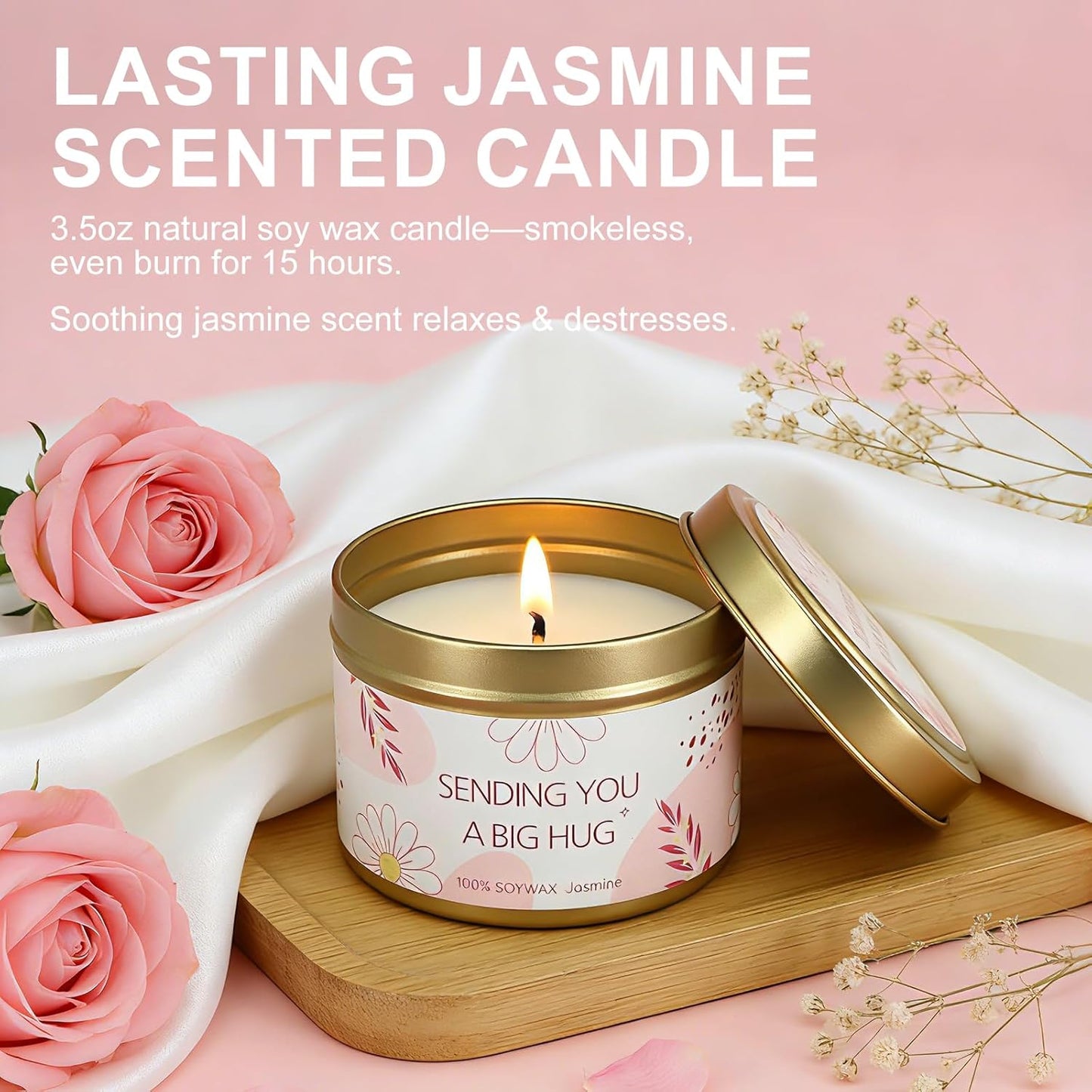 Birthday Gifts for Women Mother's Day Gift Self Care Get Well Soon Gifts Flower Relaxing Spa Gift Basket Bath Set,Unique Luxury Self Care Box Gift for Mom Her Wife Sister Girlfriend, Girl Friend Pink