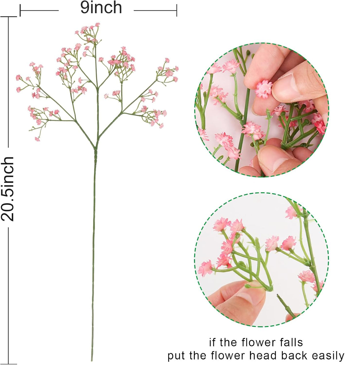 Baby Breath Flowers Artificial Bulk,6 Pcs Gypsophila Faux Pink Flowers Fake Baby Breath Real Touch Flower Bouquets for Bride Wedding Decorations Party Floral Arrangements DIY (Pink)