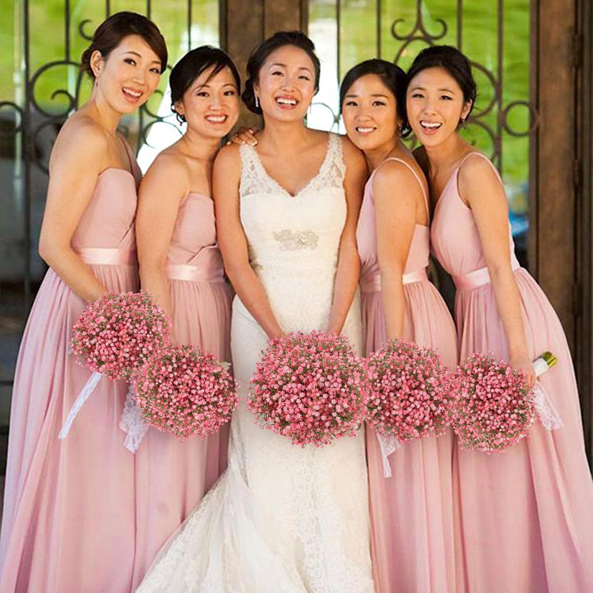 Baby Breath Flowers Artificial Bulk,6 Pcs Gypsophila Faux Pink Flowers Fake Baby Breath Real Touch Flower Bouquets for Bride Wedding Decorations Party Floral Arrangements DIY (Pink)
