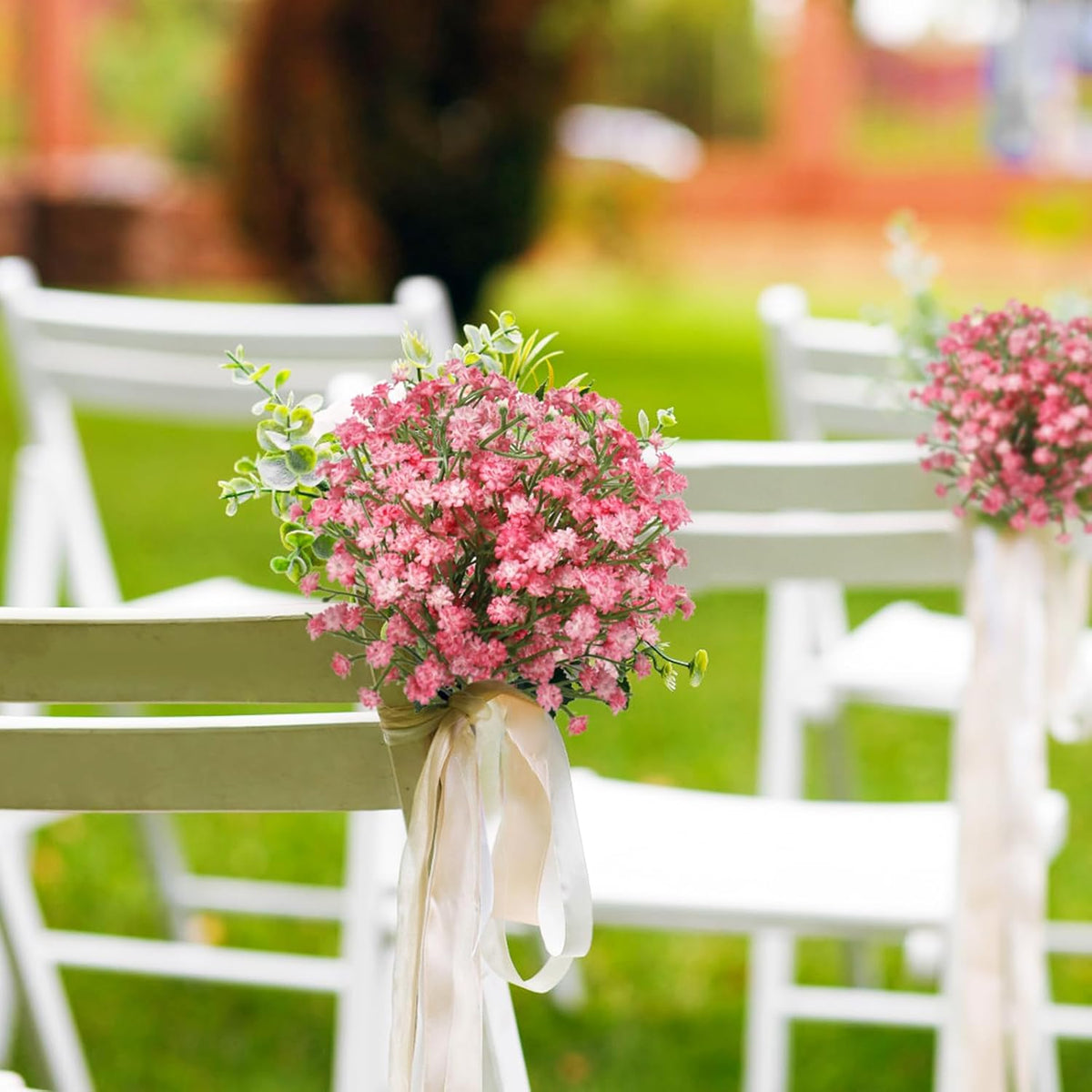 Baby Breath Flowers Artificial Bulk,6 Pcs Gypsophila Faux Pink Flowers Fake Baby Breath Real Touch Flower Bouquets for Bride Wedding Decorations Party Floral Arrangements DIY (Pink)