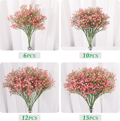 Baby Breath Flowers Artificial Bulk,6 Pcs Gypsophila Faux Pink Flowers Fake Baby Breath Real Touch Flower Bouquets for Bride Wedding Decorations Party Floral Arrangements DIY (Pink)