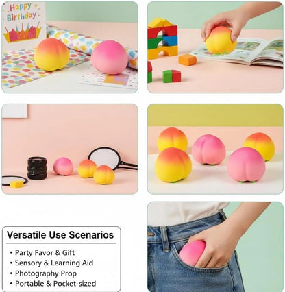 Peach Squishy, Peach Squishies Slow Rising Realistic Peach Shaped Fruit Squeeze Stress Ball Relief Toy (Pink)