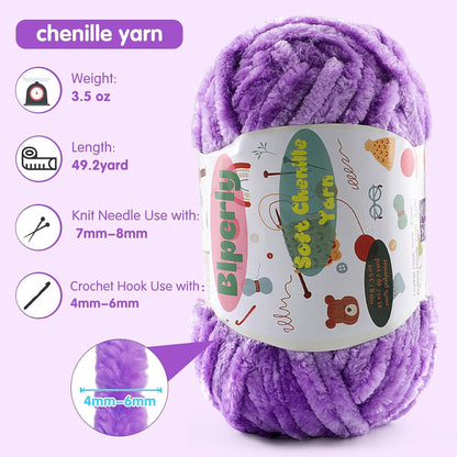 2 * 100g Fluffy Chenille Yarn for Crocheting - Chunky Velvet Yarn for Scarves Shawls, Baby Blankets, Hats Plush Toys, Plush Yarns Each Skein 49.2yd, (2, Peach Pink)