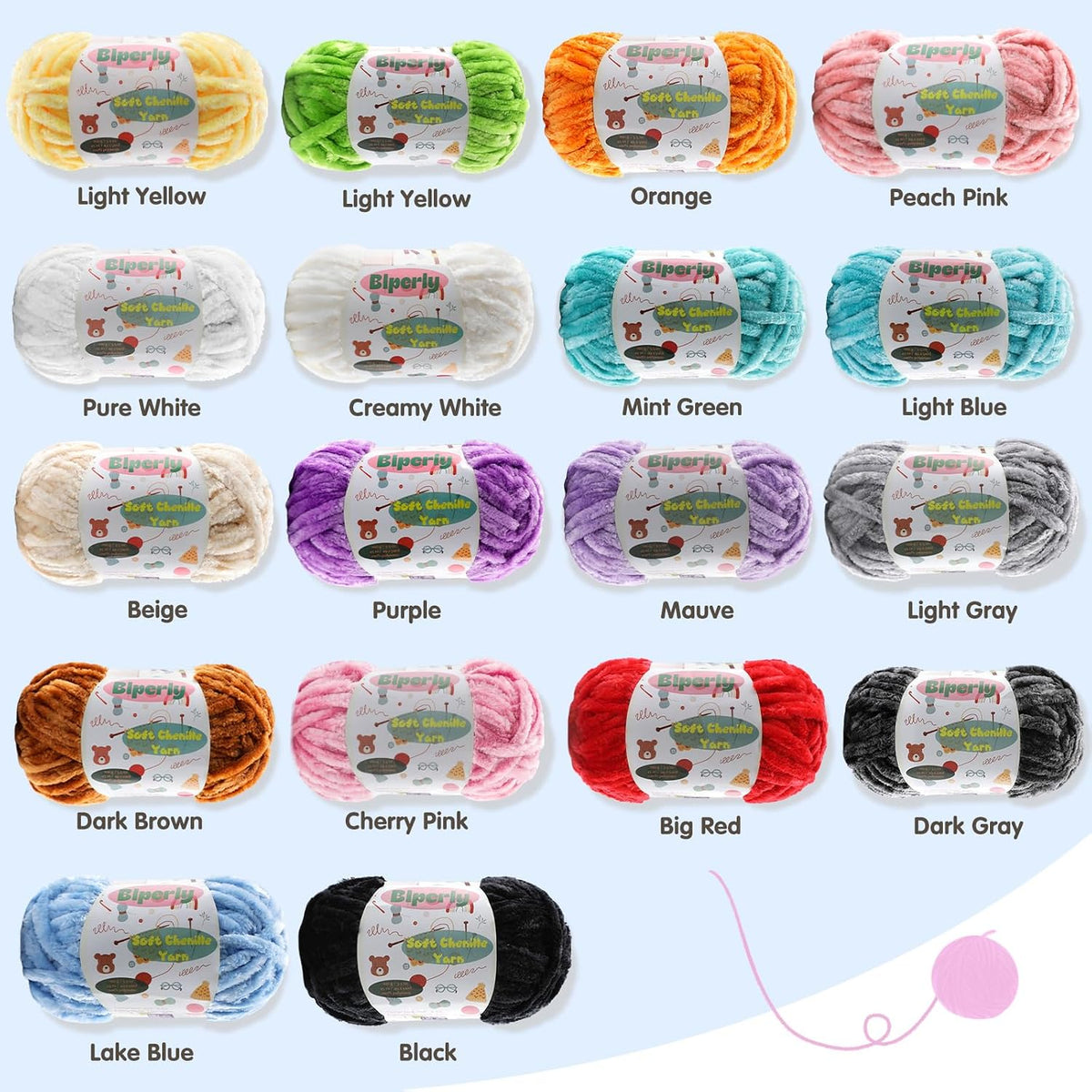 2 * 100g Fluffy Chenille Yarn for Crocheting - Chunky Velvet Yarn for Scarves Shawls, Baby Blankets, Hats Plush Toys, Plush Yarns Each Skein 49.2yd, (2, Peach Pink)
