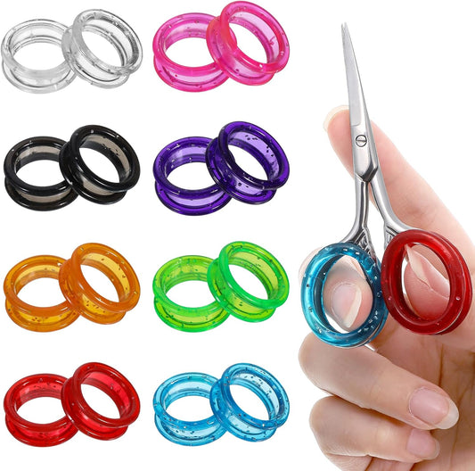 16 PCS Silicone Scissors Finger Rings, 8 Colors Thumb Insert Protection Accessory Pet Grooming Shear Finger Ring for Animal Hair Cutting Thumb Inserts Grips for Professional Barber