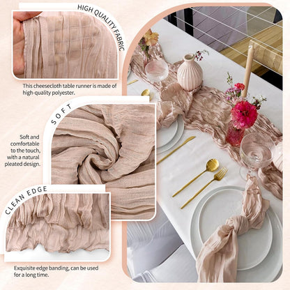 1 Pack Dusty Pink Cheesecloth Table Runner Wedding Birthday Table Decor