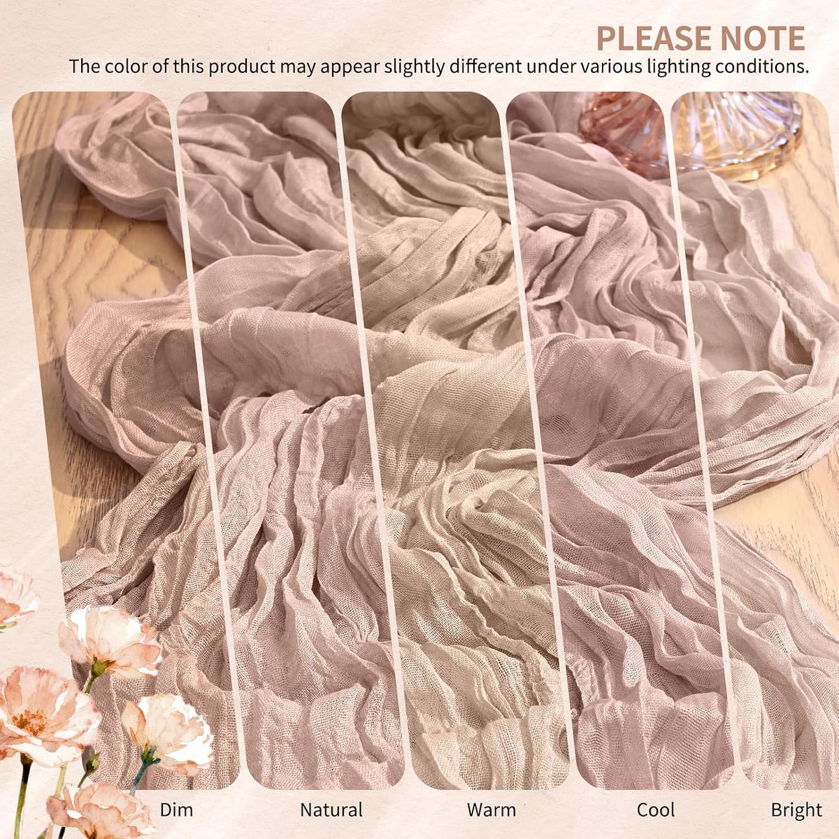 1 Pack Dusty Pink Cheesecloth Table Runner Wedding Birthday Table Decor