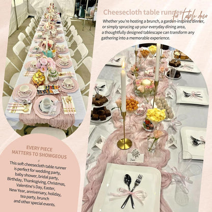 1 Pack Dusty Pink Cheesecloth Table Runner Wedding Birthday Table Decor