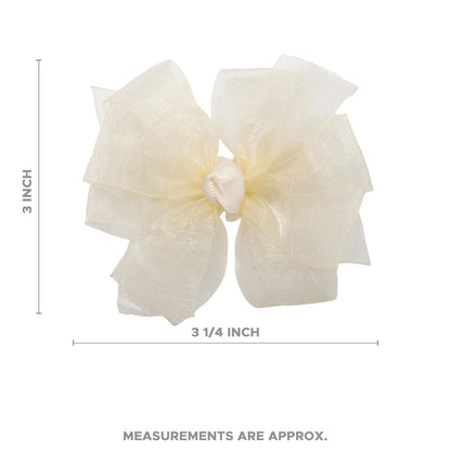 Girls' Double Organza Hair Bow with a Knot Wrap Center on a Clip, All Ages and Hair Types, 3 Inch Bow, Light Pink