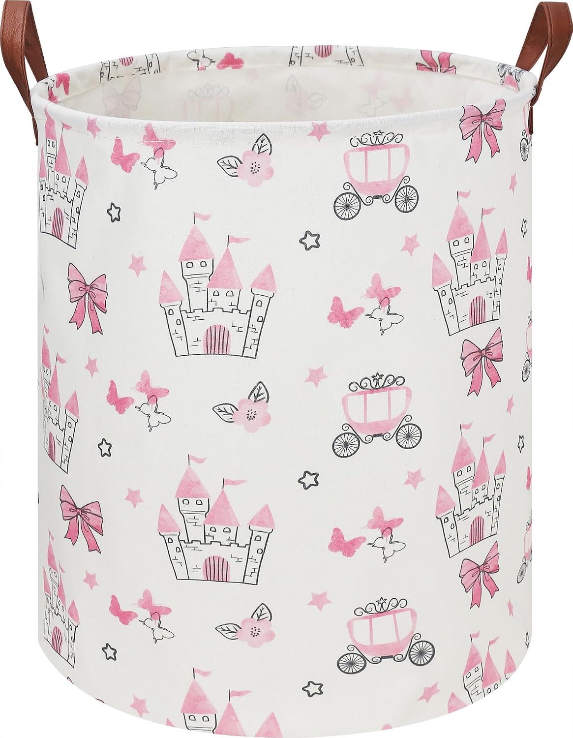 19.7" Laundry Basket,Dirty Clothes Hamper,Waterproof Storage Bin,Room Decor,Gift Baskets(Pink Princess)