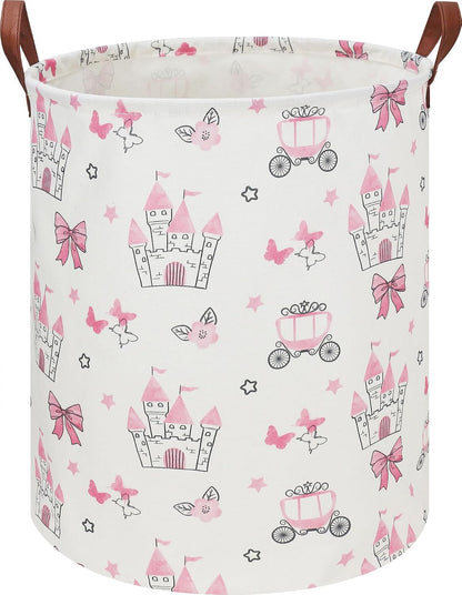 19.7" Laundry Basket,Dirty Clothes Hamper,Waterproof Storage Bin,Room Decor,Gift Baskets(Pink Princess)