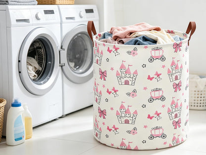 19.7" Laundry Basket,Dirty Clothes Hamper,Waterproof Storage Bin,Room Decor,Gift Baskets(Pink Princess)