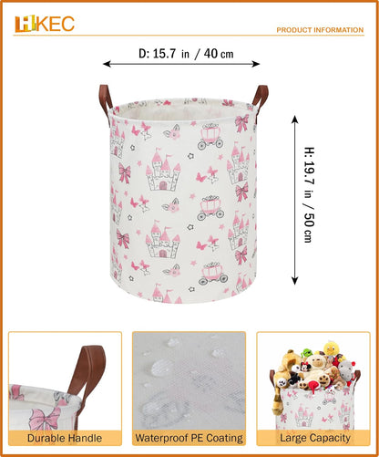 19.7" Laundry Basket,Dirty Clothes Hamper,Waterproof Storage Bin,Room Decor,Gift Baskets(Pink Princess)