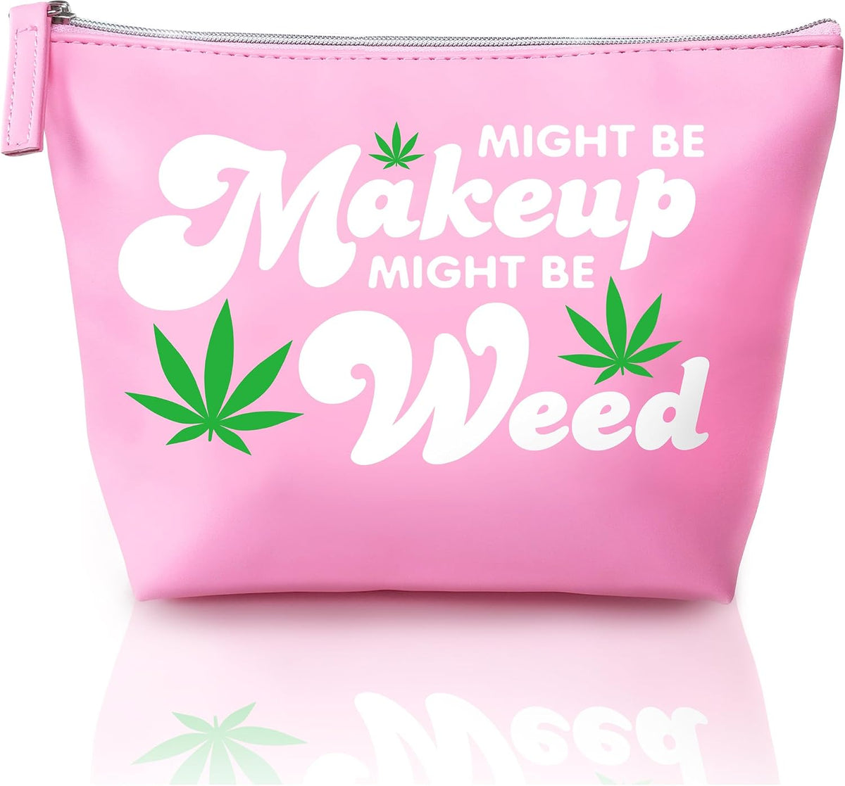 Vegan Leather Might Be Makeup Bag Cute Pink Girly Girl Christmas Gift for Women Mom Best Friend Birthday Sister Things Y2K 2000s McBling Stuff Small Cosmetic Pouch Toiletry Make Up Purse Accessories