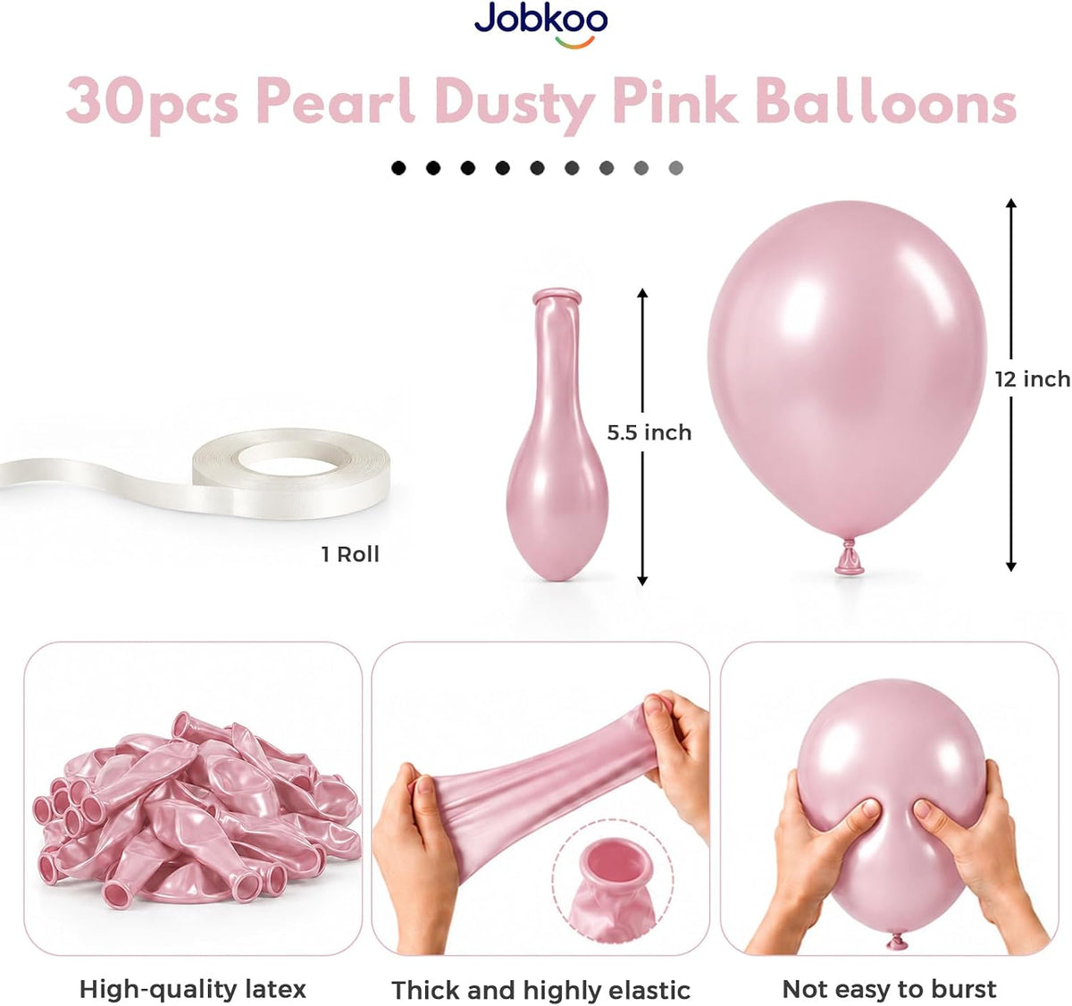 Pearl Dusty Pink Balloons, 12 Inch Pearl Blush Light Pink Balloon