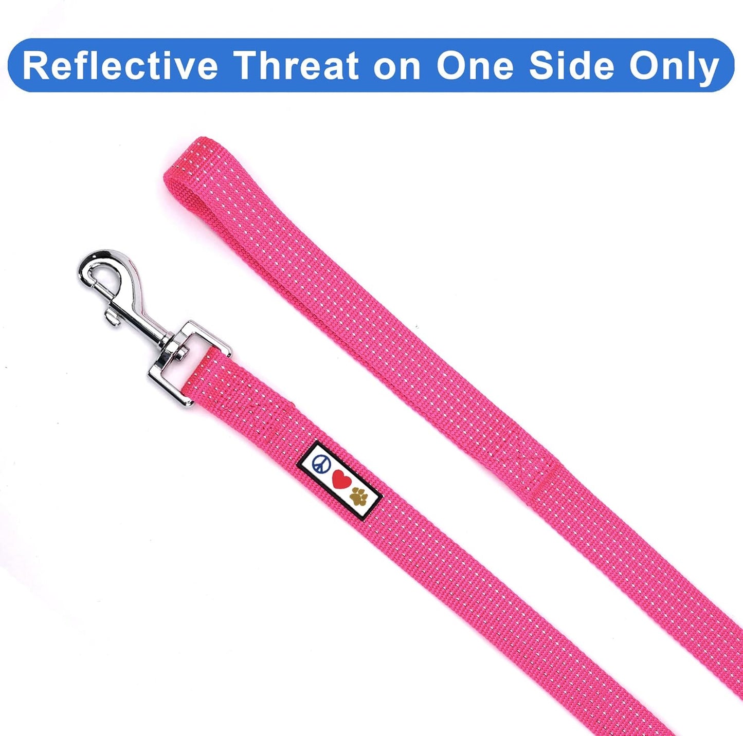 Pink Dog Leash 6 ft M/L Reflective Durable Lightweight Dog Lead for Medium or Large Dogs and Puppies