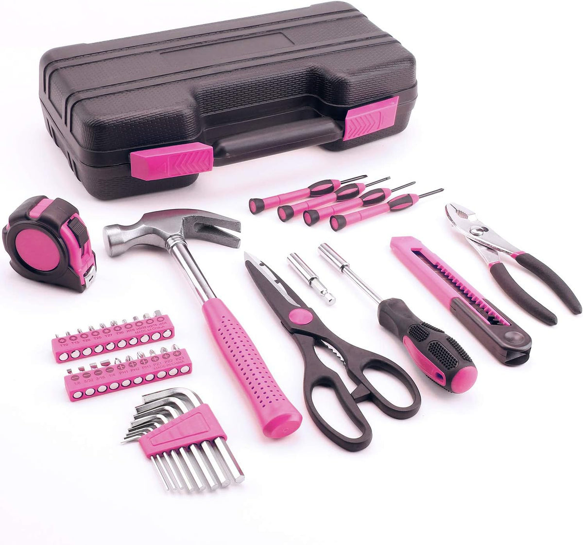 40-Piece All Purpose Household Pink Tool Kit for Girls, Ladies and Women - Includes All Essential Tools for Home, Garage, Office and College Dormitory Use