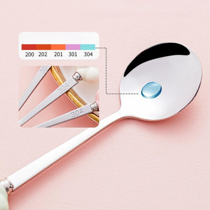 (6 Pieces) Ceramic Flower Stainless Steel Spoon Soup Spoon Dessert Coffee Tea Spoon Small Round Spoon Small Spoon (Pink)