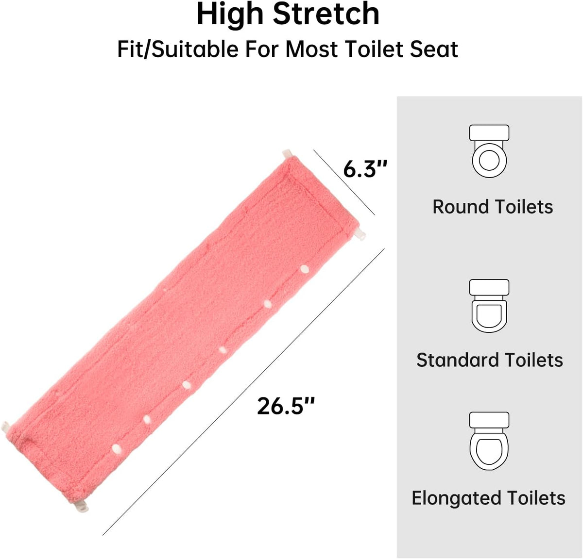 Toilet Seat Cover with Snaps Fixed,Thick Warmer,Machine Washable(pink)