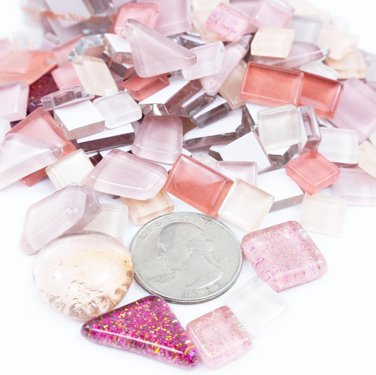 Mosaic Tiles, Bulk Glass Mosaic Pieces, Irregular Sparkling Tiles, Mosaic Kits for Glass Mosaic Tiles for Crafts DIY Art,Frames,Vases Filler,Aquarium Home Decor, 200g/7oz (Red&Pink)