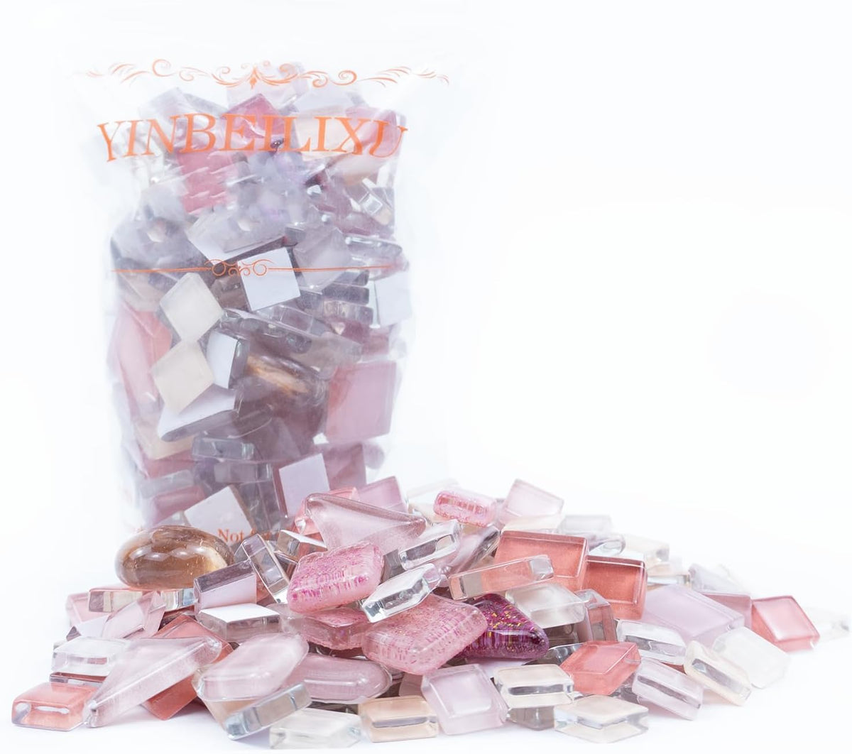 Mosaic Tiles, Bulk Glass Mosaic Pieces, Irregular Sparkling Tiles, Mosaic Kits for Glass Mosaic Tiles for Crafts DIY Art,Frames,Vases Filler,Aquarium Home Decor, 200g/7oz (Red&Pink)