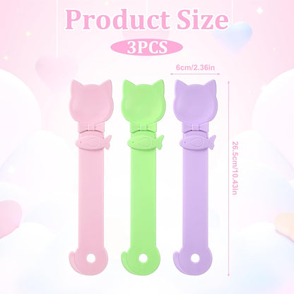 3 Pcs Lickable Treat Feeder, Cat Treat Squeeze Spoon, for Wet Food, Strips & Tubes, with Long Handle, Anti-Bite for Small Pets (Pink, Green, Purple)