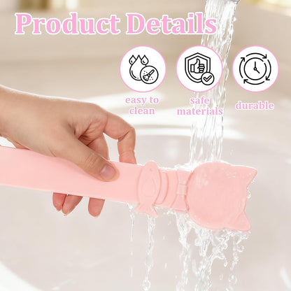 3 Pcs Lickable Treat Feeder, Cat Treat Squeeze Spoon, for Wet Food, Strips & Tubes, with Long Handle, Anti-Bite for Small Pets (Pink, Green, Purple)