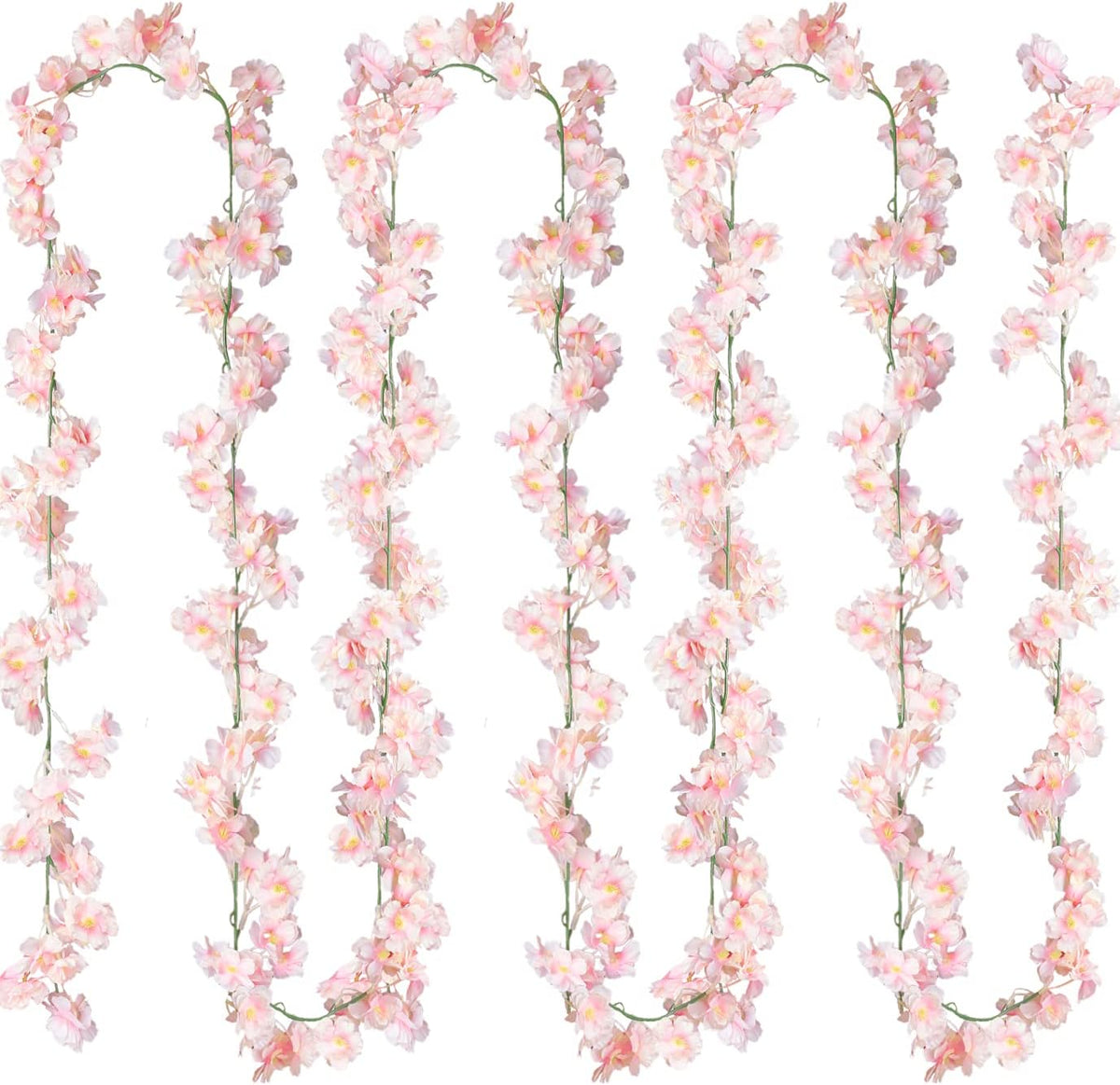Cherry Blossom Garland Artificial Cherry Flower Vines 4 Pack Hanging Silk Flowers Garland for Home Wedding Garden Party Arch Office Decor (Pink)