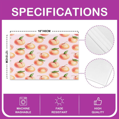 Peach Placemats Set of 4 for Kids Boys Girls Cute Fruit Placemat for Kitchen Dining Table Decor Indoor Outdoor 18"x12" Kawaii Fresh Peaches Table Placemats Decor Soft Lightweight Fruit
