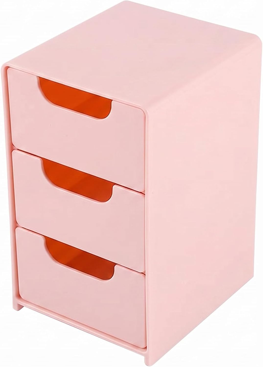 3-Drawer Mini Desktop Organizer, Small Plastic Storage Box for Desk Office Supplies, Makeup Organizer and Jewelry Craft Storage Drawer for Countertop (Pink, 1-Pack)