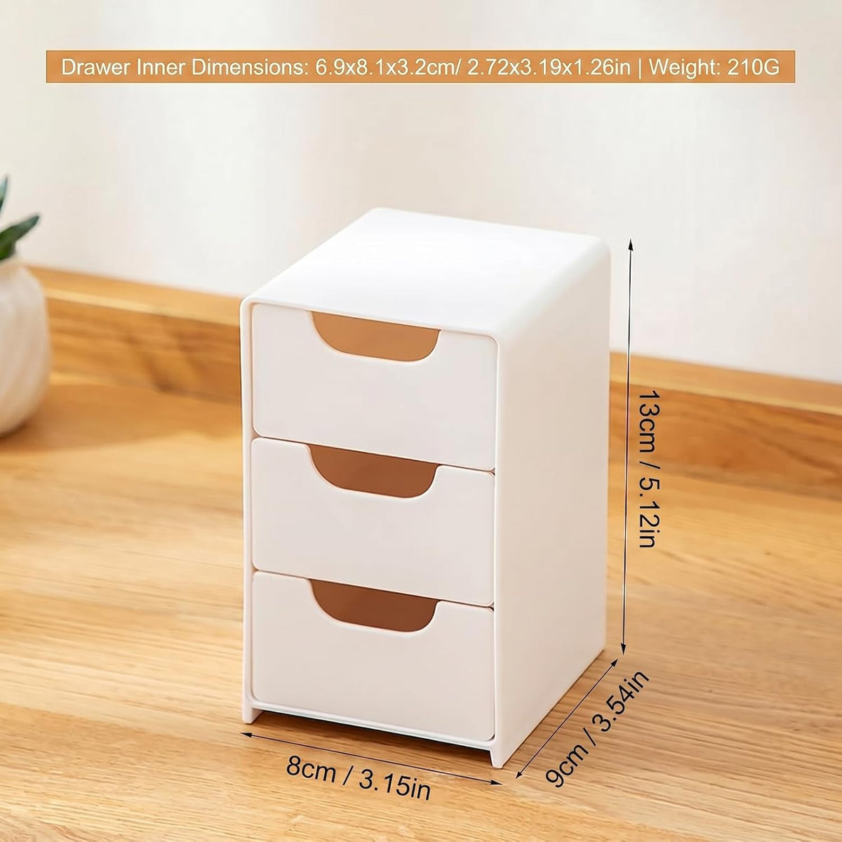 3-Drawer Mini Desktop Organizer, Small Plastic Storage Box for Desk Office Supplies, Makeup Organizer and Jewelry Craft Storage Drawer for Countertop (Pink, 1-Pack)