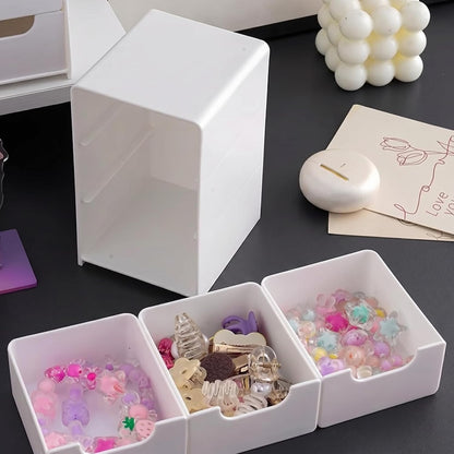 3-Drawer Mini Desktop Organizer, Small Plastic Storage Box for Desk Office Supplies, Makeup Organizer and Jewelry Craft Storage Drawer for Countertop (Pink, 1-Pack)