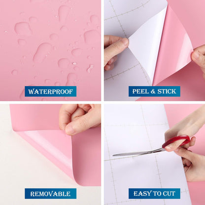 Cute Pink Wallpaper Peel and Stick Waterproof Light Pink Contact Paper Peel and Stick for Cabinets Classroom Desk Self Adhesive Wall Paper for Girls Bedroom Bathroom Walls Shelves 15.8"x78.8"