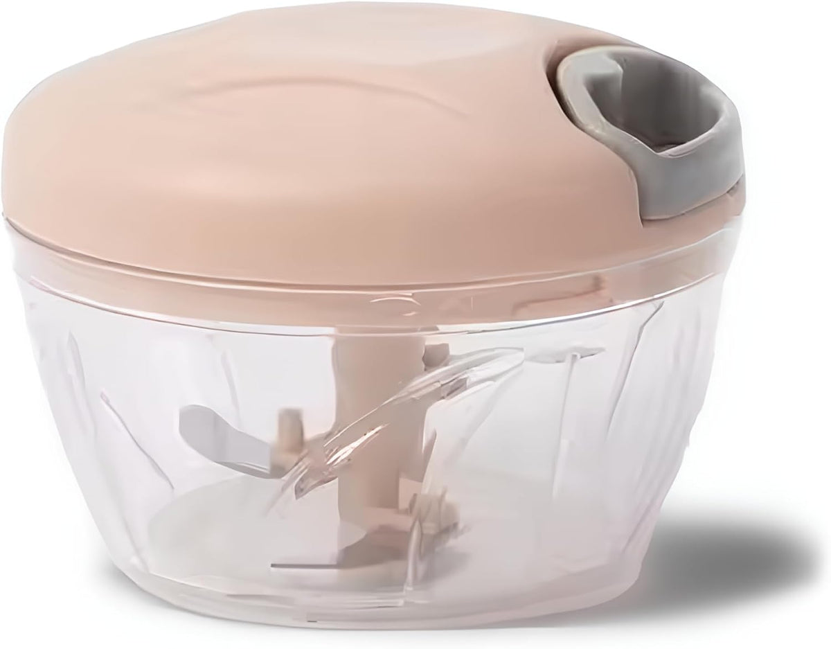 Manual Vegetable Cutter Chopper, Hand Pull String Fruit and Vegetable Chopper and Mincer, Stainless Steel Blades, BPA Free (Pink, 500ml)