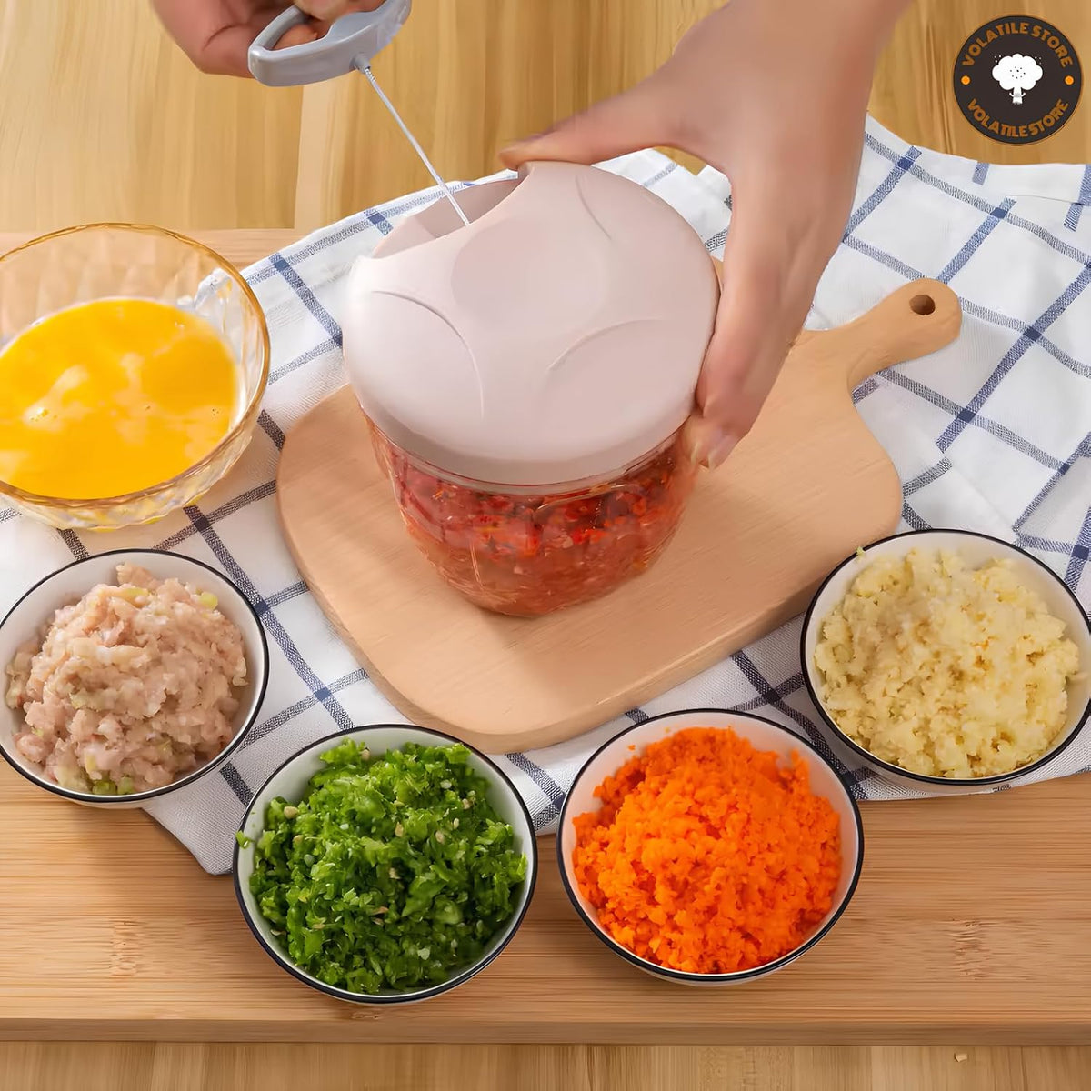 Manual Vegetable Cutter Chopper, Hand Pull String Fruit and Vegetable Chopper and Mincer, Stainless Steel Blades, BPA Free (Pink, 500ml)