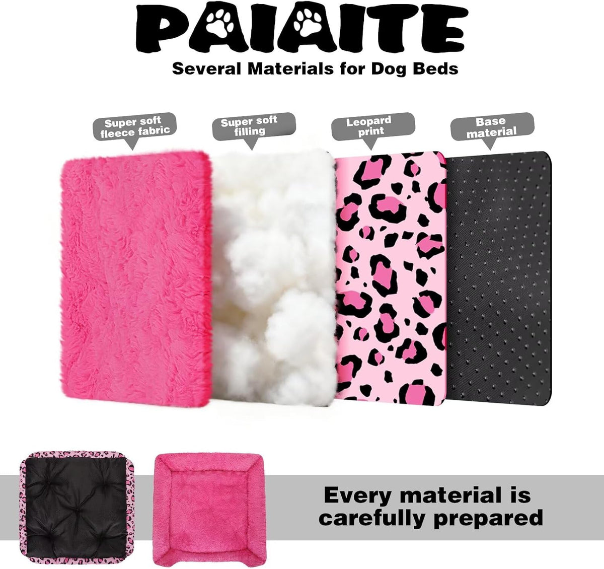 Rectangle Washable Dog Bed for Large, Medium & Small Dogs – Soft Calming Puppy Beds, Durable Warm Pet Sofa with Non-Slip Bottom for Indoor Use.Pink S Size (18.9"x18.9"x6.3")