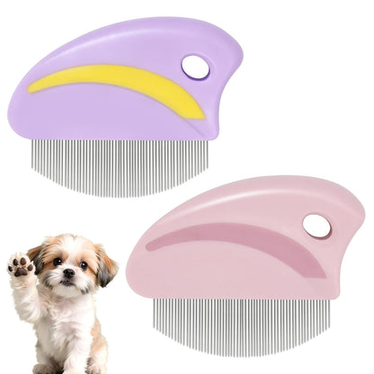 2pcs Pink ＆ Purple Pet Grooming Brush Tools, Dog Eye Flea Comb For Small Dogs for Cats & Dogs Eye Area Grooming Removing Stains Dirt Debris