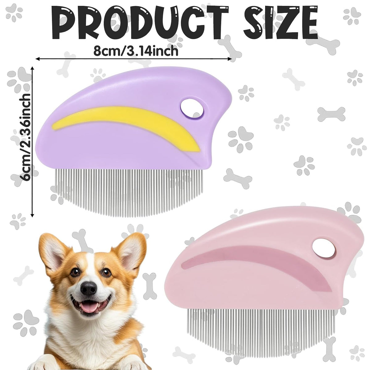 2pcs Pink ＆ Purple Pet Grooming Brush Tools, Dog Eye Flea Comb For Small Dogs for Cats & Dogs Eye Area Grooming Removing Stains Dirt Debris