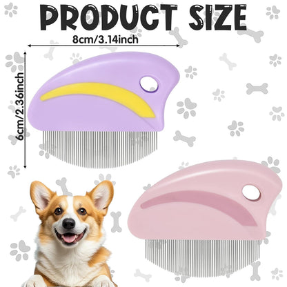 2pcs Pink ＆ Purple Pet Grooming Brush Tools, Dog Eye Flea Comb For Small Dogs for Cats & Dogs Eye Area Grooming Removing Stains Dirt Debris