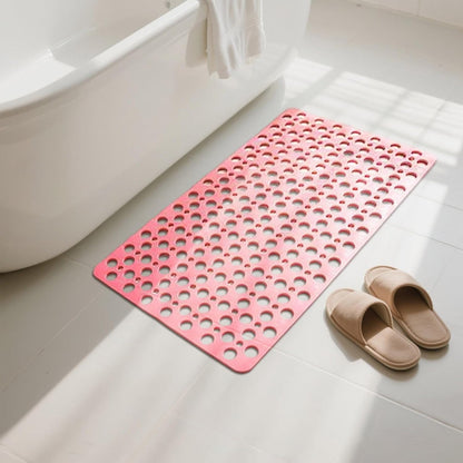 Shower Mat, 28 X 15 Inches Machine Washable Large Easy Clean Non Slip Shower Floor Mat with Suction Cups and Drain Holes,Durable Pink Bath Mat for Bathroom,Inside Shower Floor,Home,Bathtub